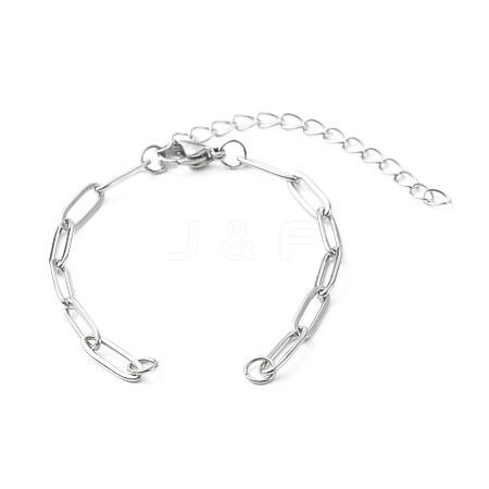 304 Stainless Steel Paperclip Chains Bracelet Making AJEW-JB01038-02-1