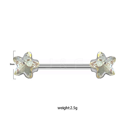 316L Stainless Steel Crystal Rhinestone Flower Nipple Rings WGF1FC0-04-1