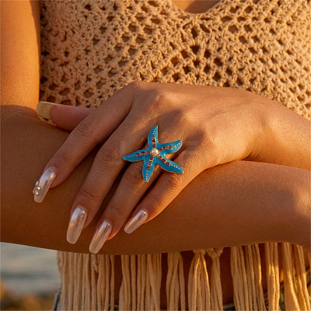 Alloy Enamel & Rhinestone Finger Rings WG0A593-02-1