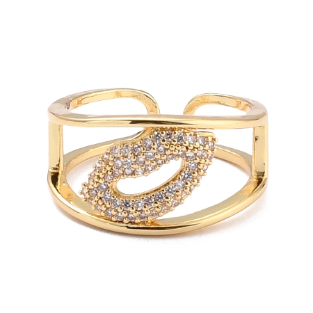 Lip Cubic Zirconia Crystal Finger Ring for Girl Women Gift ZIRC-C025-05G-1