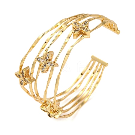 Brass Open Cuff Bangles KK-S404-02G-1