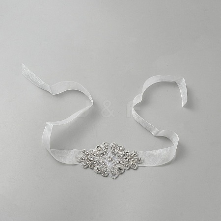 Glass & Alloy & Polyester & Resin Flower Bouquet Ribbon DIY-WH0591-498-1
