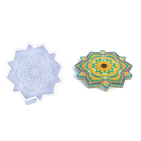 Mandala Flower Coaster DIY Silicone Mold DIY-K072-05B-1