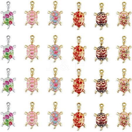 24Pcs 6 Colors Alloy Enamel Pendants FIND-FH0005-69-1