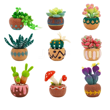 DIY 9Pcs Succulent Potted Plant Needle Felting Kits for Beginner PW-WGA9C6C-02-1