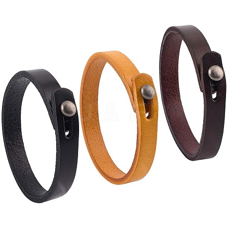 3Pcs 3 Colors Punk Retro Handmade Leather Cord Bracelet for Men BJEW-CL0001-05-1