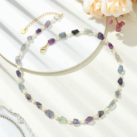 Raw Rough Natural Fluorite Necklaces NJEW-JN06637-1
