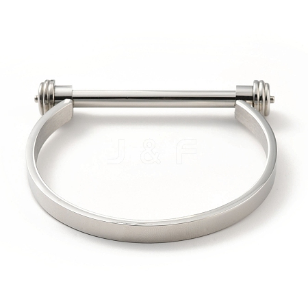 304 Stainless Steel D Shape Bar Screw Bangle BJEW-G636-04B-P-1