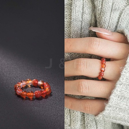 Natural African Jade Stretchy Finger Rings FS-WG01730-11-1