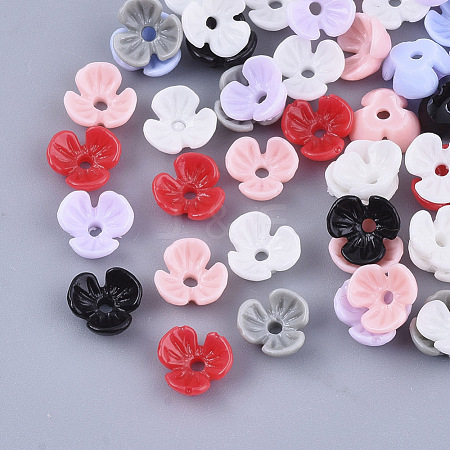 Opaque Resin Bead Caps RESI-T040-010-1