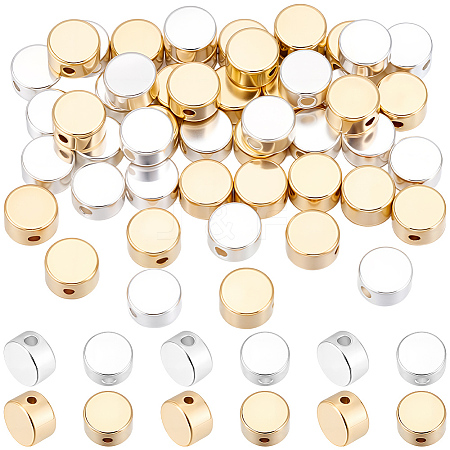 50Pcs 2 Colors Rack Plating Brass Beads KK-BBC0027-40-1