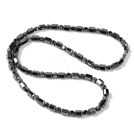 Faceted Column & Cube Synthetic Non-magnetic Hematite Beaded Necklaces NJEW-Q341-06-1