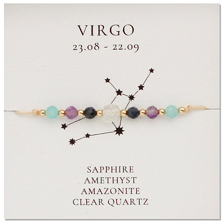 Natural stone constellation bracelet with 12 zodiac signs NR2952-2-1