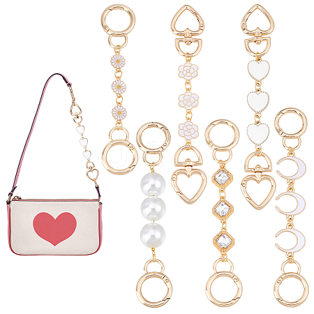 6Pcs 6 Styles Alloy Enamel Bag Extender Chains AJEW-PH01640-1