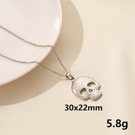 Minimalist Stainless Steel Skull Pendant Necklace for Women RX9725-1-1