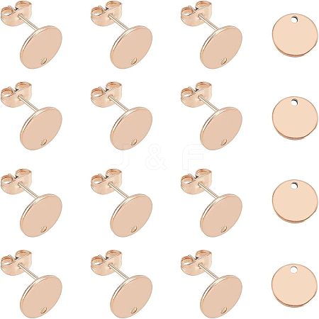 PVD Vacuum Plating 304 Stainless Steel Stud Earring Findings STAS-UN0016-05B-RG-1