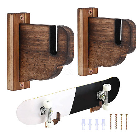 Wooden Wall Mounted Skateboard Displays Stands AJEW-WH0471-126-1