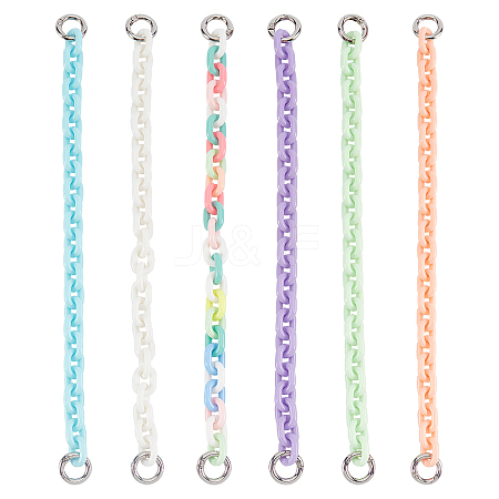 6Pcs 6 Colors Plastic Cable Chain Bag Strap FIND-WR0002-37-1