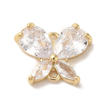 Brass Pave Clear Cubic Zirconia Connector Charms LS-KK-G499-11G-1