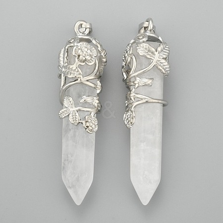 Natural Quartz Crystal Pointed Pendants G-O164-02-P05-1