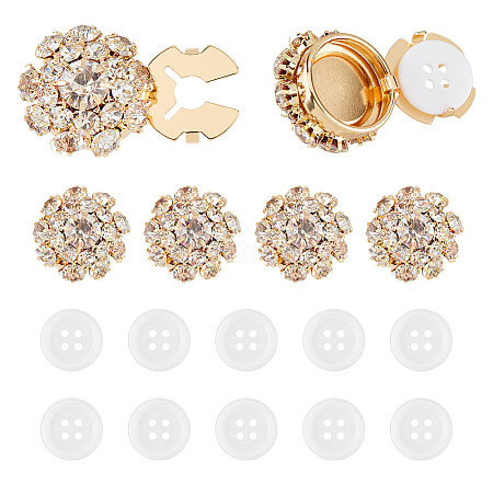 6Pcs Brass & Acrylic Rhinestone Cufflinks BUTT-DC0001-17B-1