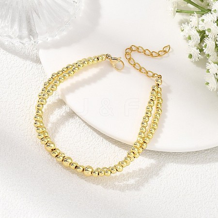 Rack Plating Brass Beaded Double Layers Bracelets for Women BJEW-JB14138-1
