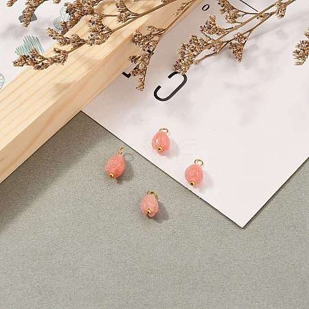 Dyed Synthetic Coral Flower Charms with Brass Loops PALLOY-JF00558-30A-1