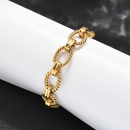 304 Stainless Steel Oval Link Chain Bracelets for Women LS-BJEW-R021-09G-1
