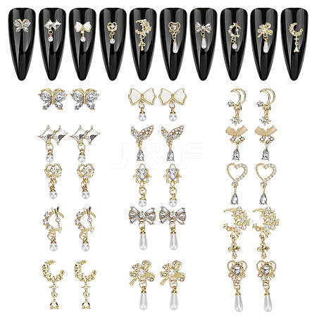 30Pcs 15 Styles Golden Brass Micro Pave Rhinestone Cabochons DIY-HY0002-56-1