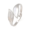 304 Stainless Steel Crystal Rhinestone Leaf Open Hinged Cuff Bangles for Women SA-CBA48C7-01P-2
