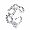 304 Stainless Steel Curb Chain Open Cuff Ring RJEW-T023-21P-3