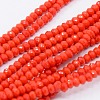 Opaque Solid Color Crystal Glass Faceted Rondelle Beads Strands GLAA-F025-A08-3