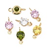 SHEGRACE Brass Pave Cubic Zirconia Flat Round Connector Charms XGRQ2O731-435G-2