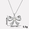 304 Stainless Steel Pave Natural Pearl Bowknot Pendant Necklaces NZ3169-1-1