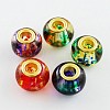 Mixed Large Hole Rondelle Spray Painted Glass European Beads X-GPDL-R004-M2-1