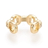 Brass Micro Pave Clear Cubic Zirconia Cuff Earrings EJEW-M195-01G-3