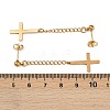 Christian Upside Down Cross 201 Stainless Steel Dangle Stud Earrings EJEW-P314-01B-G-5