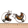 Natural Green Aventurine & Tiger Eye Brass Star Moon Big Pendants G-H316-01R-01-3
