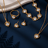 Glass Heart Jewelry Set SJEW-HY0001-13A-4