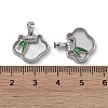 Brass & Shell & Clear Cubic Zirconia Charms KK-G497-18P-3