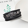 1Pc Cowhide & Imitation Leather Cord Knitted Multi-strand Bracelets AJEW-GF0011-50A-4