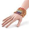 7Pcs 7 Style Natural Wood & Mixed Gemstone Round Beaded Stretch Bracelets Set BJEW-JB08813-3