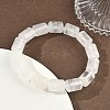Column Natural Quartz Crystal Rock Crystal Beads Stretch Bracelets for Women Men BJEW-A148-01A-27-3