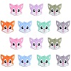 14Pcs 7 Styles Cat Head Silicone Beads JX664A-1