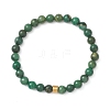 Natural West African Jade  Round & 304 Stainless Steel Beads Stretch Bracelets for Men Women BJEW-JB12920-1
