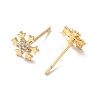 Clear Cubic Zirconia Snowflake Stud Earrings LS-EJEW-P199-23G-2
