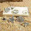 8Pcs 8 Styles Alloy Starfish/Shell Shape/Coconut Tree Finger Rings for Unisex PW-WG7F8AF-01-2