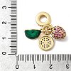 Brass Micro Pave Hot Pink Fruit Cubic Zirconia European Dangle Charms KK-C137-16G-3