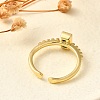 Rectangle Brass Glass Cuff Rings for Women RJEW-G340-01G-3