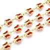 Brass Glass Butterfly Charm Link Chains CHC-T018-11D-G-1